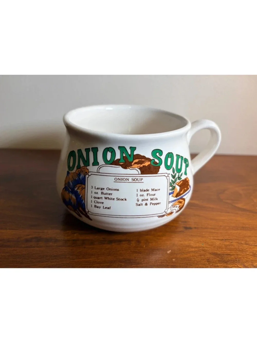 Vintage Onion Soup Recipe Mug Bowl